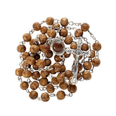 Olive wood Handmade Rosary beads Prayer Knot with Holy Soil from Jerusalem 21"